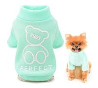 SMALLLEE_LUCKY_STORE Linda Sudadera de Forro Polar para Cachorros de Dibujos Animados para Perros pequeños y medianos, Gatos, Yorkie Chihuahua Gatito Ropa cálida de otoño e Invierno, Verde, S
