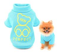 SMALLLEE_LUCKY_STORE Linda Sudadera de Forro Polar para Cachorros de Dibujos Animados para Perros pequeños y medianos, Gatos, Yorkie Chihuahua Gatito Ropa cálida de otoño e Invierno, Azul, M