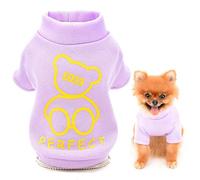 SMALLLEE_LUCKY_STORE Linda Sudadera de Forro Polar para Cachorros de Dibujos Animados para Perros pequeños y medianos, Gatos, Yorkie Chihuahua Gatito Ropa cálida de otoño e Invierno, Morado, M