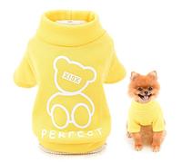 SMALLLEE_LUCKY_STORE Linda Sudadera de Forro Polar para Cachorros de Dibujos Animados para Perros pequeños y medianos, Gatos, Yorkie Chihuahua Gatito Ropa cálida de otoño e Invierno, Amarillo, S
