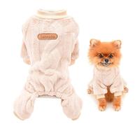 SMALLLEE_LUCKY_STORE Pijama de Franela Gruesa para Mascotas para Perros pequeños Gatos,suéter de Cachorro Abrigo,Yorkie Chihuahua Ropa cálida de Invierno, Caqui, S