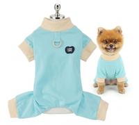 SMALLLEE_LUCKY_STORE Pijama de malla transpirable para perros extra pequeños, ropa de dormir elástica para cachorros, con anillo en D y bonito parche, ligera, para verano, primavera, mascotas