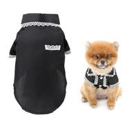 SMALLLEE_LUCKY_STORE Pijama de satén de seda sintética para perros pequeños y medianos, gatos, camisa de dormir suave de dos patas con ribete de encaje, cómoda ropa de descanso para chihuahua, yorkie