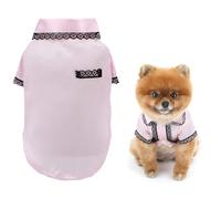 SMALLLEE_LUCKY_STORE Pijama de satén de seda sintética para perros pequeños y medianos, gatos, camisa de dormir suave de dos patas con ribete de encaje, cómoda ropa de descanso, ropa de descanso para