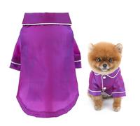 SMALLLEE_LUCKY_STORE Pijama de satén suave y sólido brillante para perros pequeños y medianos, gatos, mascotas, pijama cómodo de dos patas, chihuahua, yorkie, cachorro, gatito, ropa de basenji, morado