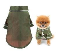 SMALLLEE_LUCKY_STORE Pijama de satén suave y sólido brillante para perros pequeños y medianos, gatos, mascotas, pijama cómodo de dos patas, chihuahua, yorkie, cachorro, gatito, ropa Basenji, verde, XL