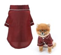 SMALLLEE_LUCKY_STORE Pijama de satén suave y sólido brillante para perros pequeños y medianos, gatos, mascotas, pijama cómodo de dos patas, chihuahua, yorkie, cachorro, gatito, ropa basenji, borgoña