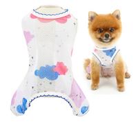 SMALLLEE_LUCKY_STORE Pijamas para perros pequeños, de malla refrescante, sin mangas, transpirable, para mascotas, pijama de verano y primavera, ropa de chihuahua, yorkie, azul, talla S
