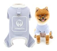 SMALLLEE_LUCKY_STORE Pijamas para perros pequeños, overol con anillo en D, elástico, transpirable, pijama para mascotas, pijama de verano y primavera, ropa de chihuahua, yorkie, azul, M
