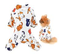 SMALLLEE_LUCKY_STORE Ropa para mascotas, lindas pijamas de algodón para cachorros de dibujos animados para perros pequeños y medianos y gatos, pijamas de interior para Yorkie Chihuahua, color blanco