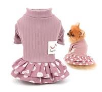 SMALLLEE_LUCKY_STORE Ropa para mascotas, vestido de punto para cachorros, para perros pequeños, medianos y gatos, falda escalonada, para mujer, Yorkie Chihuahua, rosa, S