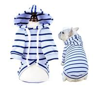 SMALLLEE_LUCKY_STORE Sudadera con Capucha a Rayas para Mascotas para Perros pequeños Mediano Gatos Cachorros, Bulldog francés Pug Boston Terrier suéter con Sombrero Abrigos Ropa de Invierno