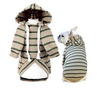 SMALLLEE_LUCKY_STORE Sudadera con Capucha a Rayas para Mascotas para Perros pequeños Mediano Gatos Cachorros, Bulldog francés Pug Boston Terrier suéter con Sombrero Abrigos Ropa de Invierno