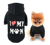 SMALLLEE_LUCKY_STORE Sudadera con capucha para perro pequeño con letra I Love My Mom y agujero para correa, suéter suave para primavera y otoño, ropa de gato Yorkie, negro, L