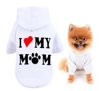 SMALLLEE_LUCKY_STORE Sudadera con capucha para perros pequeños y medianos, sudadera para mascotas con letra I Love My Mom y agujero para correa, suéter suave de primavera y otoño, ropa de gato