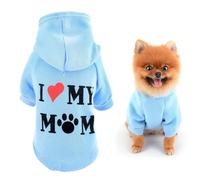 SMALLLEE_LUCKY_STORE Sudadera con capucha para perros pequeños y medianos, suéter para mascotas con letra "I Love My Mom" y agujero para correa, suéter suave para primavera y otoño, sudadera para