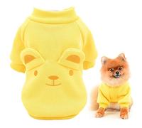 SMALLLEE_LUCKY_STORE Sudadera de Forro Polar para Cachorros suéter Lindo con Orejas para Perros pequeños y medianos Gato,Yorkie Chihuahua Gatito Ropa cálida de otoño e Invierno, Amarillo, XL