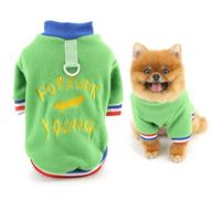 SMALLLEE_LUCKY_STORE Suéter de forro polar mullido para perros extra pequeños, sudadera gráfica cálida con anillo en D, acogedora ropa de invierno y otoño, chihuahua, Yorkshire Terrier, color verde