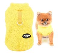 SMALLLEE_LUCKY_STORE Suéter de Forro Polar Sherpa para Mascotas, con Anillo en D, Sudadera para Perros pequeños Gatos, Cachorros Yorkie Chihuahua Ropa cálida para otoño e Invierno, Amarillo, S