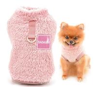 SMALLLEE_LUCKY_STORE Suéter de Forro Polar Sherpa para Mascotas Cuello Alto con Anillo en D Sudadera Suave para Perros pequeños Gatos, Cachorros Yorkie Chihuahua Ropa cálida, Rosa, L