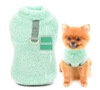 SMALLLEE_LUCKY_STORE Suéter de Forro Polar Sherpa para Mascotas Cuello Alto con Anillo en D Sudadera Suave para Perros pequeños Gatos, Cachorros Yorkie Chihuahua Ropa cálida, Verde, XXL