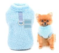 SMALLLEE_LUCKY_STORE Suéter de Forro Polar Sherpa para Mascotas Cuello Alto con Anillo en D Sudadera Suave para Perros pequeños Gatos, Cachorros Yorkie Chihuahua Ropa cálida, Azul, XL