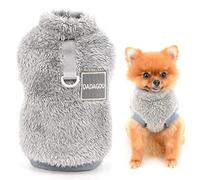 SMALLLEE_LUCKY_STORE Suéter de Forro Polar Sherpa para Mascotas Cuello Alto con Anillo en D Sudadera Suave para Perros pequeños Gatos, Cachorros Yorkie Chihuahua Ropa cálida, Gris, XXL