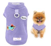 SMALLLEE_LUCKY_STORE Suéter de punto para perros pequeños, suéter sólido para mascotas con anillo en D y patrón de perrito, cálido, elástico, sudadera para cachorros, chaleco suave para invierno