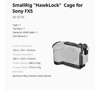 SmallRig Jaula FX5 "HawkLock" para Sony FX5 con abrazadera para cable HDMI con rosca de 1/4"-20 / orificios de posicionamiento ARRI de 3/8 "-16 y zapata fría Pre-sale 6776