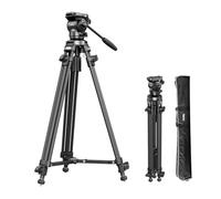 SMALLRIG AD-50 Trípode Vídeo Ligero de Fibra de Carbono con Cabezal Fluido de Amortiguación Continua, Trípode de 64'' con Mango Desmontable, Placa de Liberación Rápida, Carga de hasta 13.2 LB - 4685