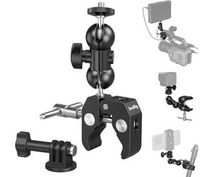 SMALLRIG Brazo Mágico de Cabeza de Bola Pequeña con Abrazadera, Super Clamp con Roscas Antideslizantes, Carga 1.5kg para Gopro, Cámara, Teléfono, Monitor y Luz - 1138B