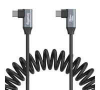 SMALLRIG Cable de Datos en Espiral USB C a USB C (en ángulo a ángulo), Cable USB C de 90 Grados, Transferencia de Datos de Alta Velocidad de 20 Gbps, Compatible con Carga Rápida PD de 100 W - 4793