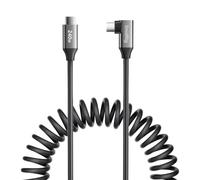 SMALLRIG Cable de datos en espiral USB C a USB C (recto a angular), cable de carga rápida PD 3.1 de 240 W, transferencia de datos USB 2.0, diseño en espiral de TPU, para iPhone y portátiles -5730
