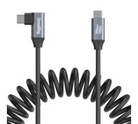 SMALLRIG Cable de Datos en Espiral USB C a USB C (Recto a en ángulo), Cable USB C de 90 Grados, Transferencia de Datos de Alta Velocidad de 20 Gbps, Compatible con Carga Rápida PD de 100 W - 4792