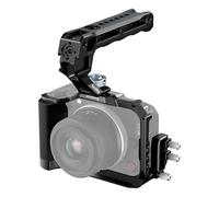 SmallRig Jaula de cámara R50 V para Canon R50V, jaula completa con agarre de silicona, mango superior para ARRI, abrazadera de cable para HDMI, zapata fría integrada, placa QR para Arca, enchufes QD