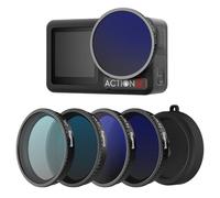 SMALLRIG Kit de filtros ND para dji Osmo Action 5 Pro/4, CPL FS ND8/16/32 | Paquete de 5, Filtros polarizadores de densidad neutra de fácil colocación, tapa de silicona para lentes, cristal óptico HD