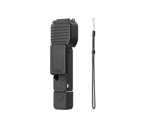 SMALLRIG Kit de funda protectora para DJI Osmo Pocket 4, carcasa rígida y silicona 2 en 1, carcasa protectora de cardán integrado, antitorsión, agujero para cordón sin obstáculos, con correa de muñeca