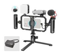 SMALLRIG Kit Plataforma Video Teléfono Liberación Rápida - 4704 | Plataforma Estabilizadora con Luz LED, Micrófono, Trípode QR, Asas