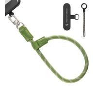 SMALLRIG Muñeca Ajustable para Teléfono, 38cm Muñequera de Cuero y Nylon para Smartphones con Gancho Integrado para Llaves y Accesorios, para iPhone, para Samsung, Verde - 5303