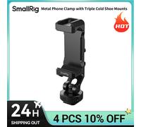 SmallRig PC-T1 Abrazadera metálica para teléfono con triple soporte de zapata fría y ajuste de ángulo flexible para smartphones de 56 a 80 mm de ancho 6661 Phone Clamp 6661