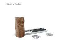 Placa de montaje en L SmallRig 5223 con asa de madera para FUJIFILM X media, plata