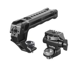 SMALLRIG Top Handle with Monitor Mount Kit, with 3/8"-16 Locating Holes for ARRI, 1/4"-20 Threaded Hole, 5 Built-in Cold Shoe, 360° Swivel and 180° Tilt Adjustable, Anti-Twist Design - 5323