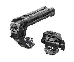 SMALLRIG Top Handle with Monitor Mount Kit, with 3/8"-16 Locating Holes for ARRI, 5 Built-in Cold Shoe, 360° Swivel and 180° Tilt Adjustable Monitor Holder with Thumbscrew, Anti-Twist Design - 5322