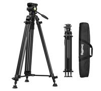 SMALLRIG Trípode Video Aluminio 186cm, Carga 8kg, Cabeza Fluida - 5440 | Trípode de viaje: Peso 3.1 kg, Altura plegado 88 cm, Altura regulable de 85 cm a 186 cm