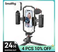 SmallRig Universal 17 Pro Phone Vlog Trípode Video Kit para iPhone 17 Jaula con 2 Mango, Micrófono, Luz para iPhone 17 Pro/ Max kit 2