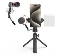 SMALLRIG VK-50 Kit Vlogging, Trípode Plegable Teléfono - 4369 | Trípode con Luz y Micrófono, Vlog Stick Portátil para iPhone/para Samsung