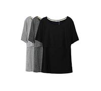 Smallshow Mujer Enfermería Tops de Manga Corta en Capas de diseño Camisas de Lactancia Materna,Black/Grey/Dim Grey,S