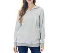 Smallshow Sudaderas de Maternidad con Capucha Sudadera para Lactancia de Mangas Largas para Mujeres Light Grey XL