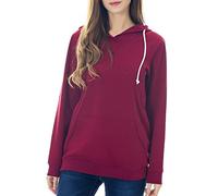 Smallshow Sudaderas de Maternidad con Capucha Sudadera para Lactancia de Mangas Largas para Mujeres Wine L
