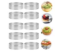 Smallterm 10 anillos circulares para tarta agujeros de acero para tartas de frutas, quiches, mousse, molde de cocina para hornear 7 cm